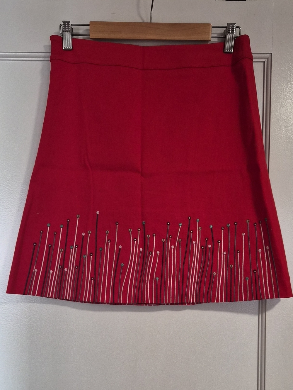 Nicola Quilter Bright Red Embellished Mini Skirt